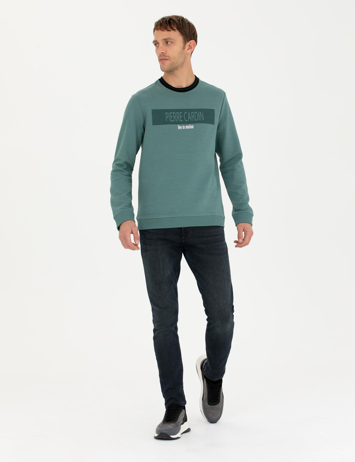 Yeşil Regular Fit Bisiklet Yaka Sweatshirt - 50279532006