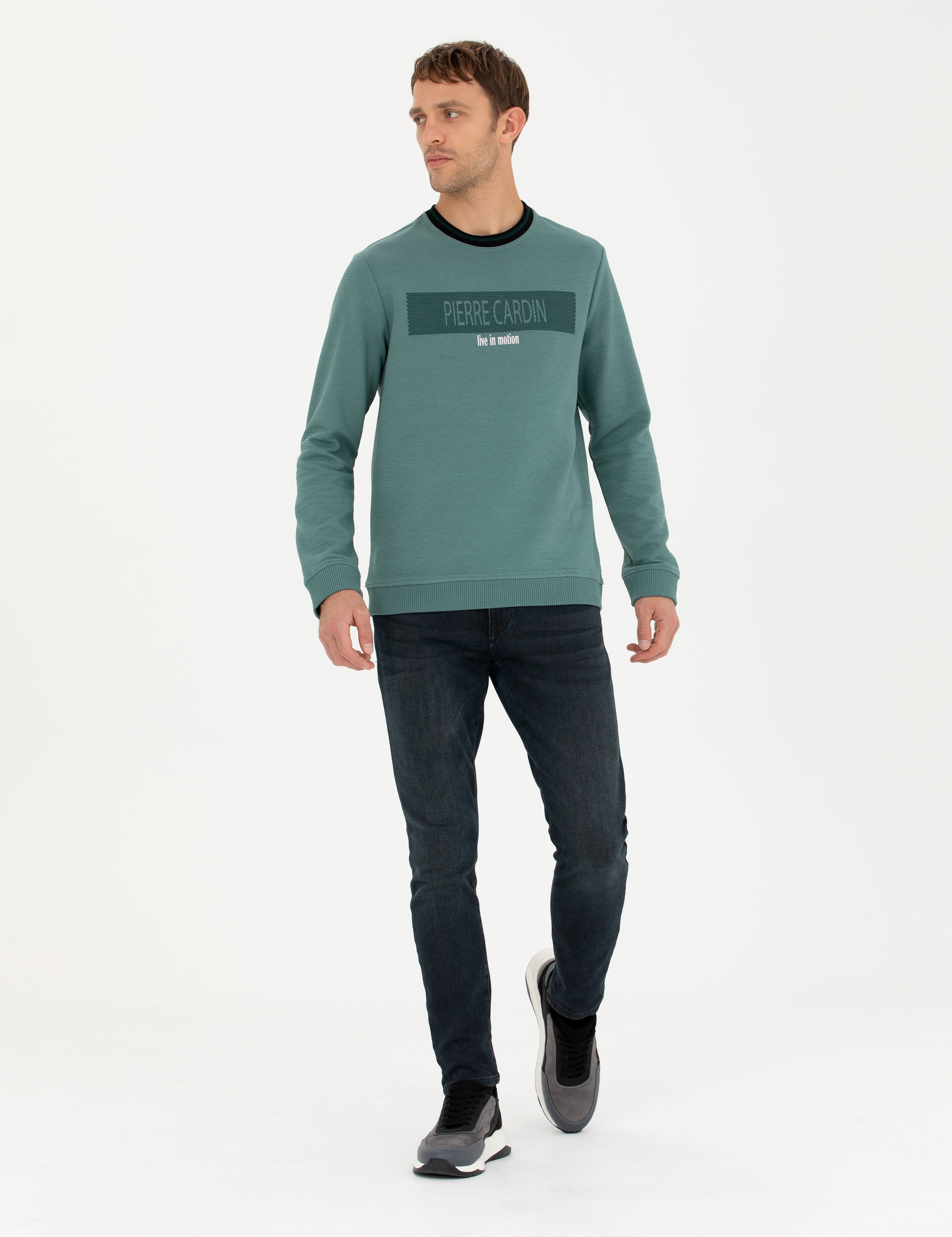 Yeşil Regular Fit Bisiklet Yaka Sweatshirt - Image 4