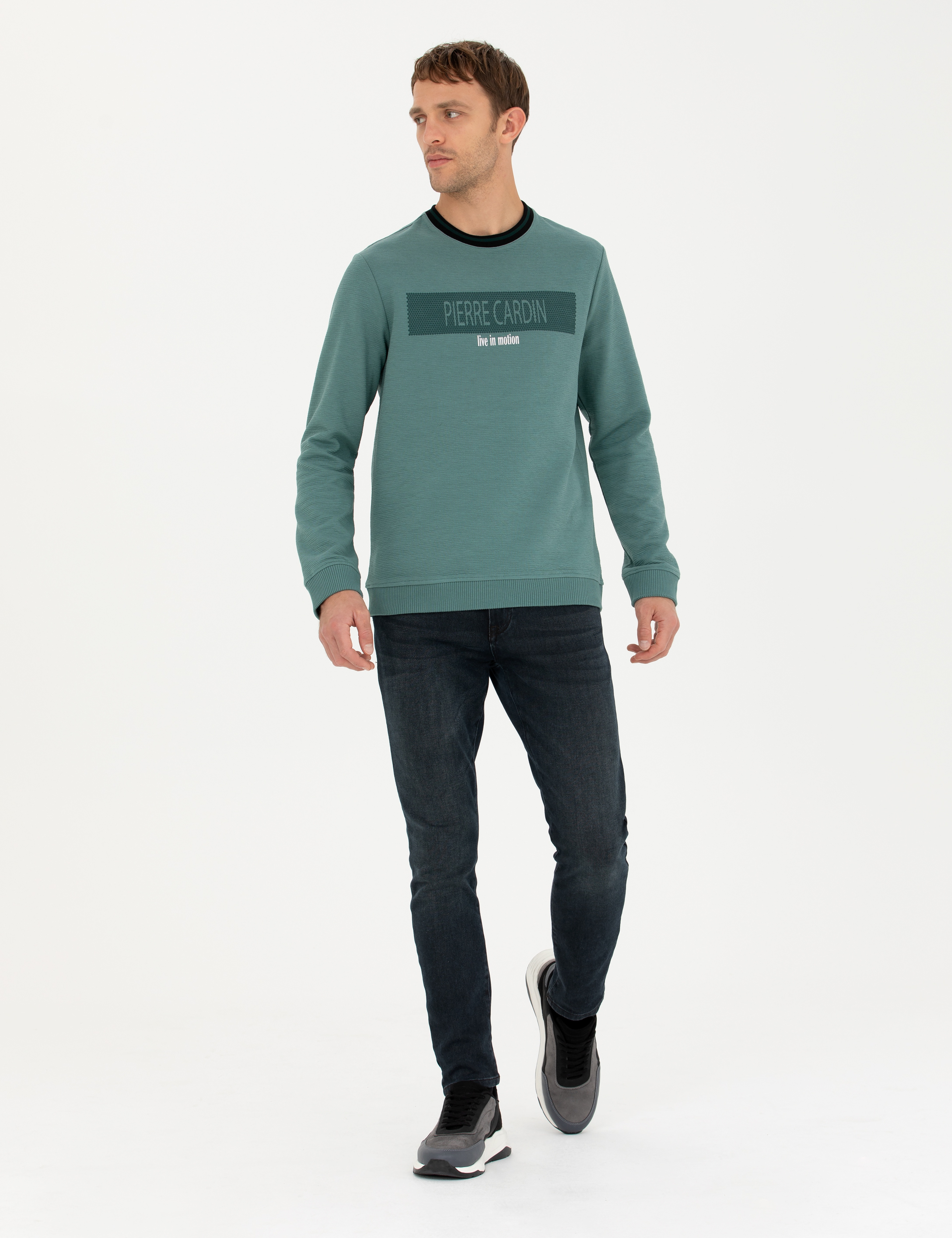Yeşil Regular Fit Bisiklet Yaka Sweatshirt