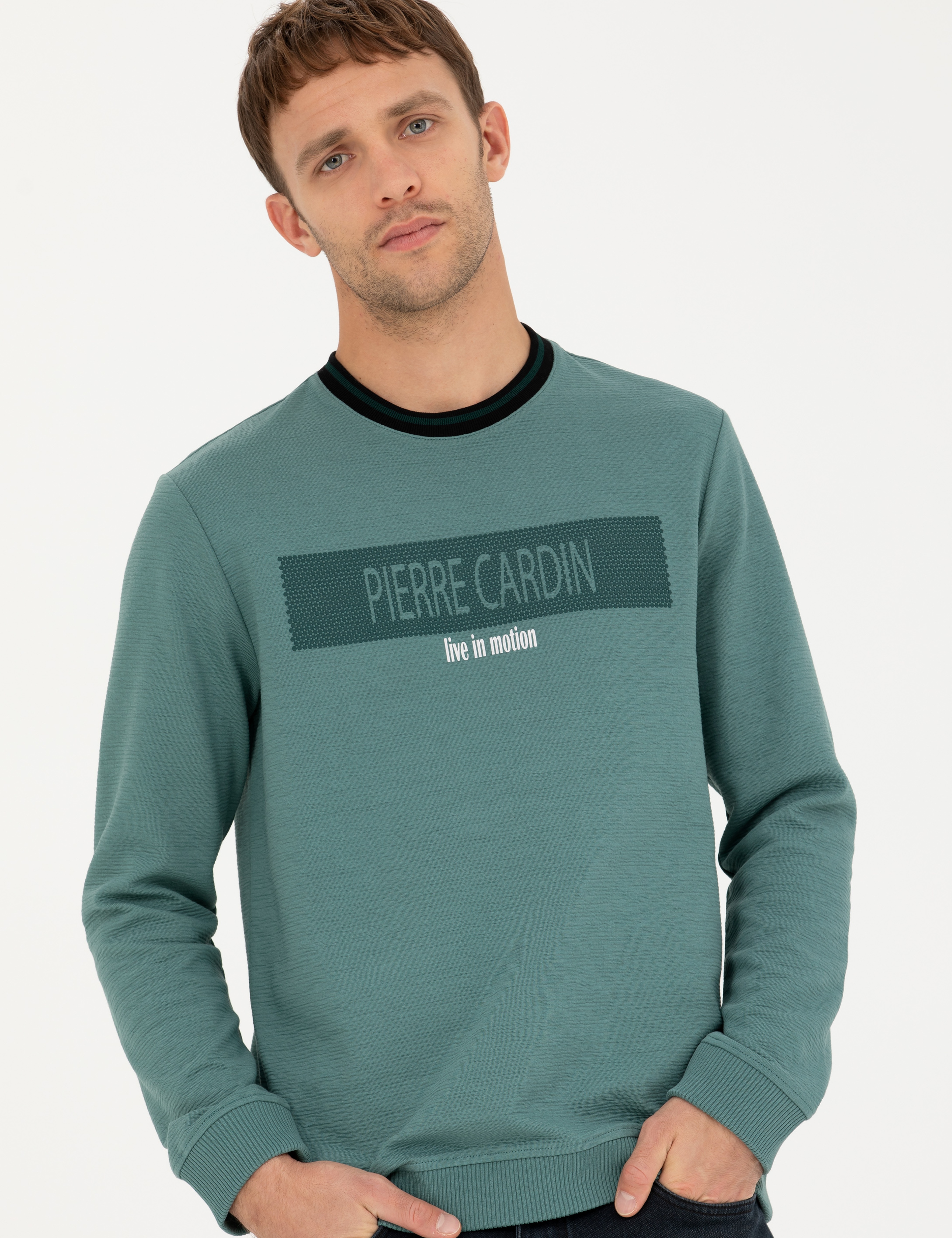 Yeşil Regular Fit Bisiklet Yaka Sweatshirt - Image 3