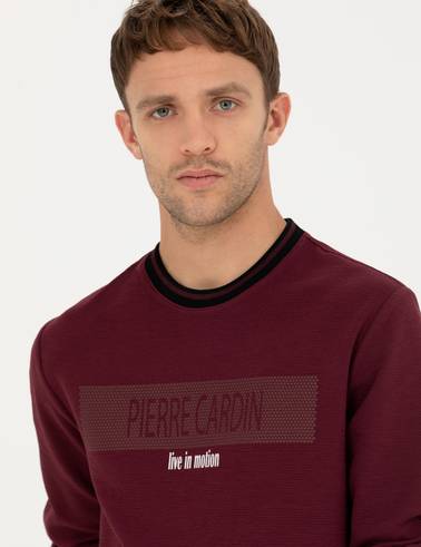 Bordo Regular Fit Bisiklet Yaka Sweatshirt