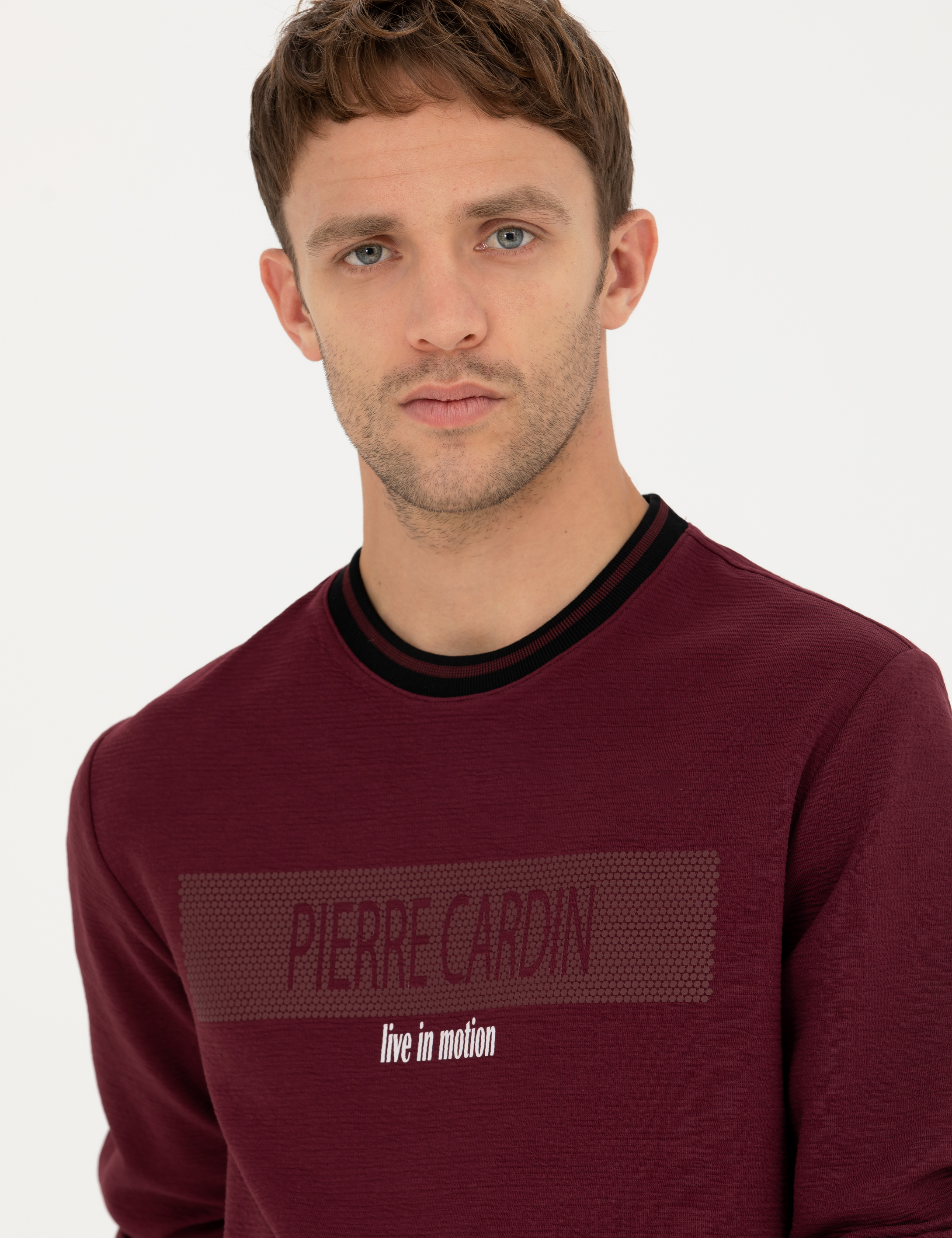 Bordo Regular Fit Bisiklet Yaka Sweatshirt - Image 2