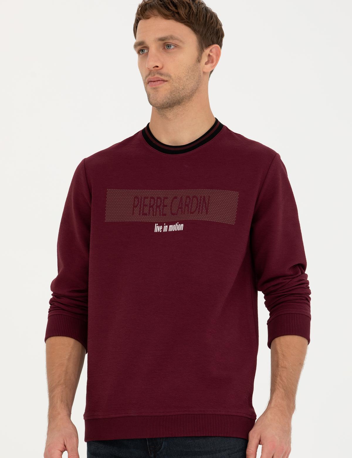 Bordo Regular Fit Bisiklet Yaka Sweatshirt - 50279532012