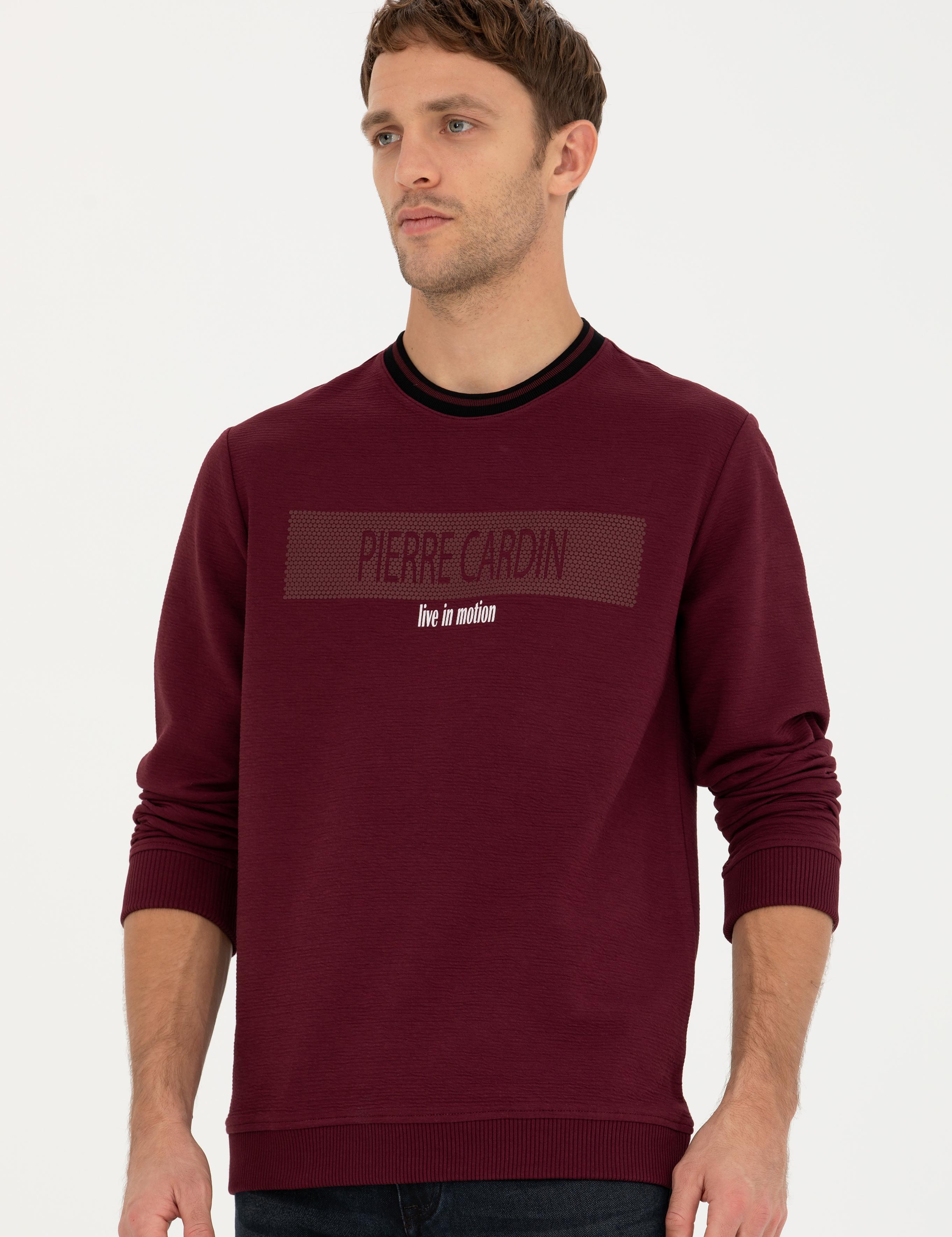 Bordo Regular Fit Bisiklet Yaka Sweatshirt