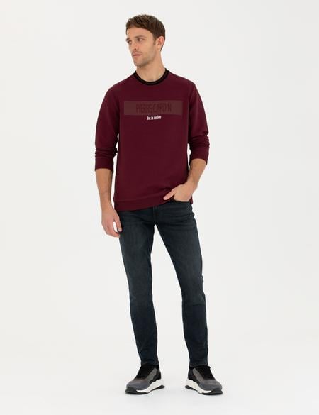 Bordo Regular Fit Bisiklet Yaka Sweatshirt - 50279532012