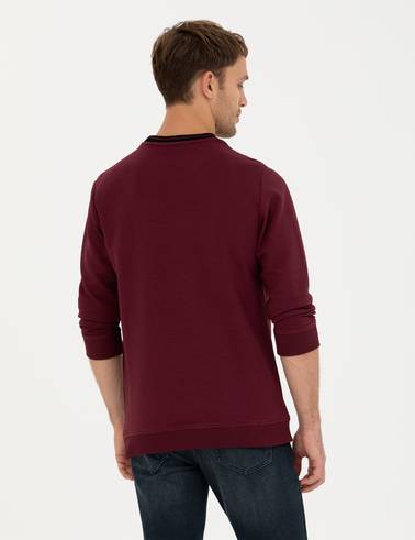 Bordo Regular Fit Bisiklet Yaka Sweatshirt
