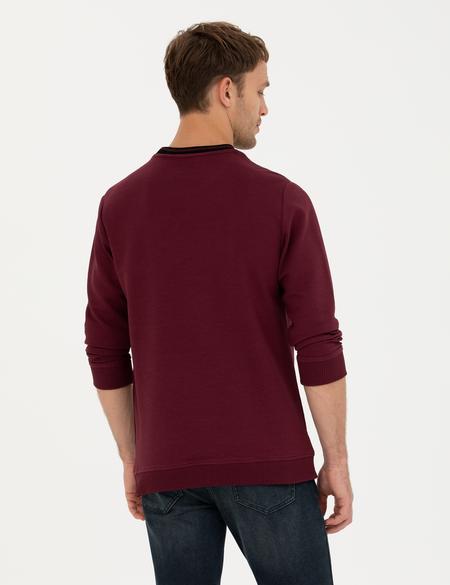 Bordo Regular Fit Bisiklet Yaka Sweatshirt - 50279532012