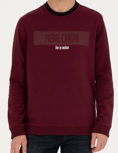 Bordo Regular Fit Bisiklet Yaka Sweatshirt