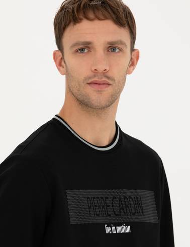 Siyah Regular Fit Bisiklet Yaka Sweatshirt