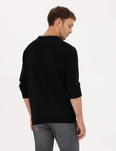 Siyah Regular Fit Bisiklet Yaka Sweatshirt