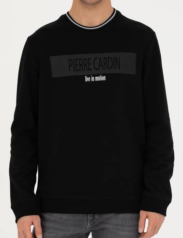 Siyah Regular Fit Bisiklet Yaka Sweatshirt