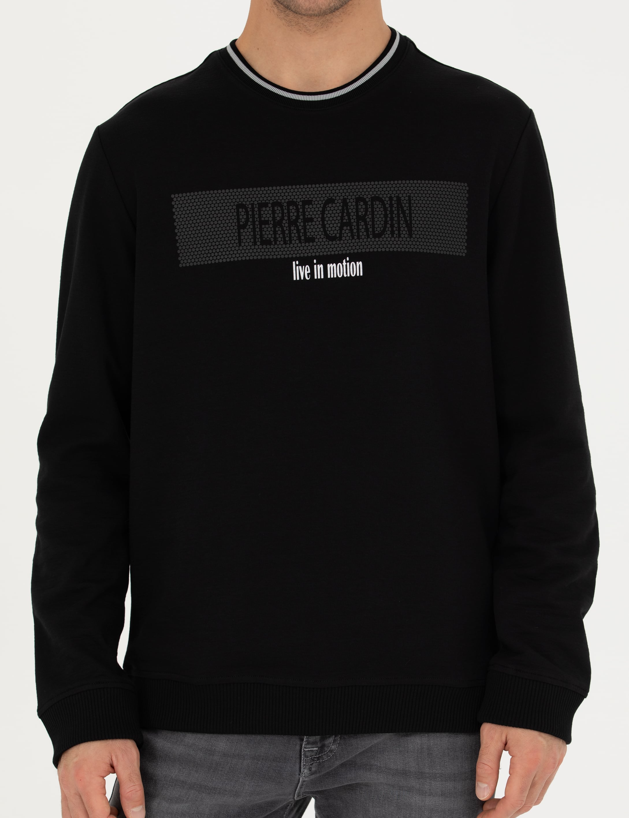 Siyah Regular Fit Bisiklet Yaka Sweatshirt