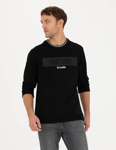 Siyah Regular Fit Bisiklet Yaka Sweatshirt