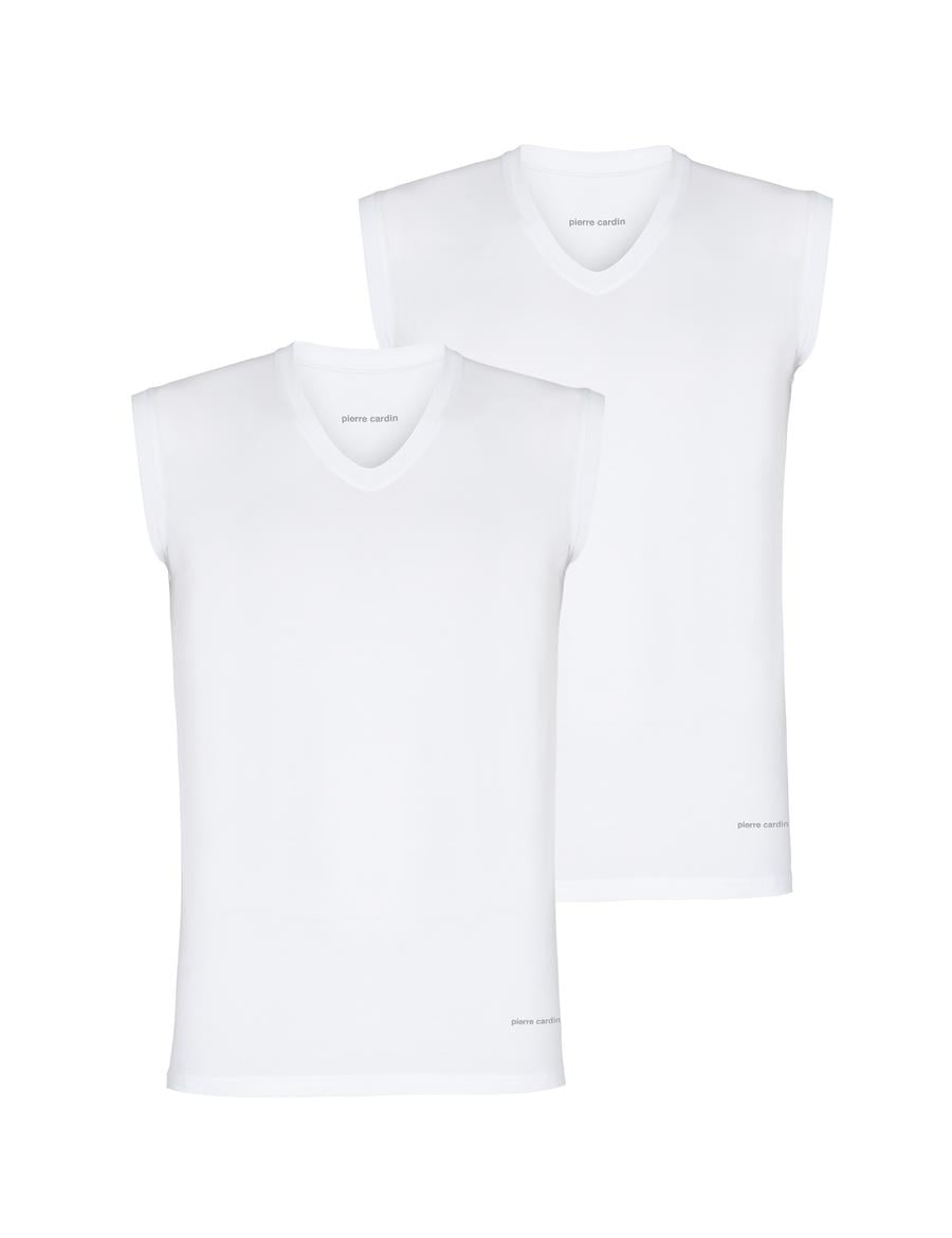 Beyaz Pamuklu 2'li Atlet