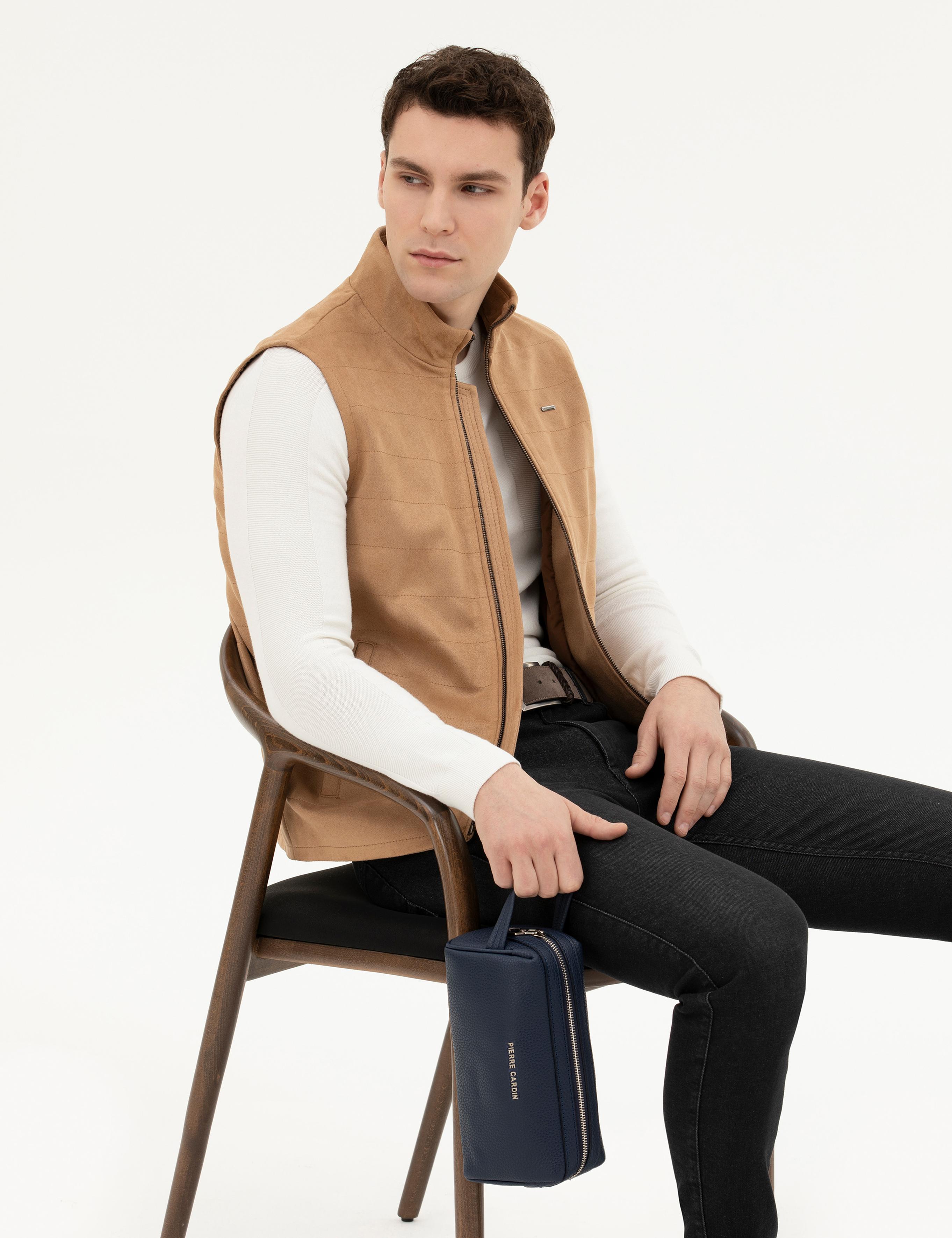 Erkek Lacivert Deri El Çantası