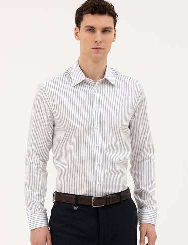 Lacivert Slim Fit Uzun Kollu Gömlek