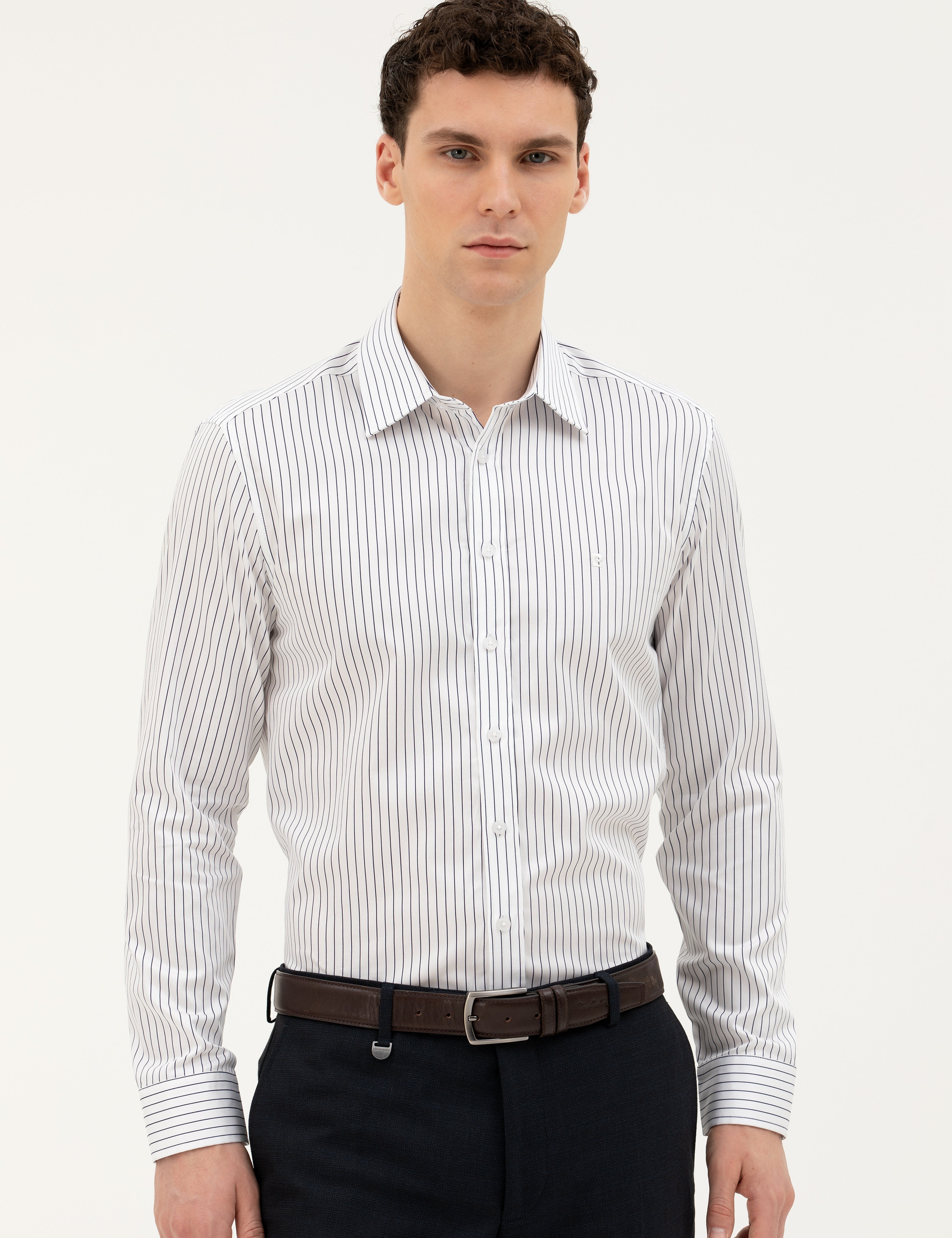 Lacivert Slim Fit Uzun Kollu Gömlek - Image 3