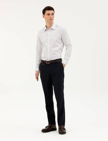 Lacivert Slim Fit Uzun Kollu Gömlek