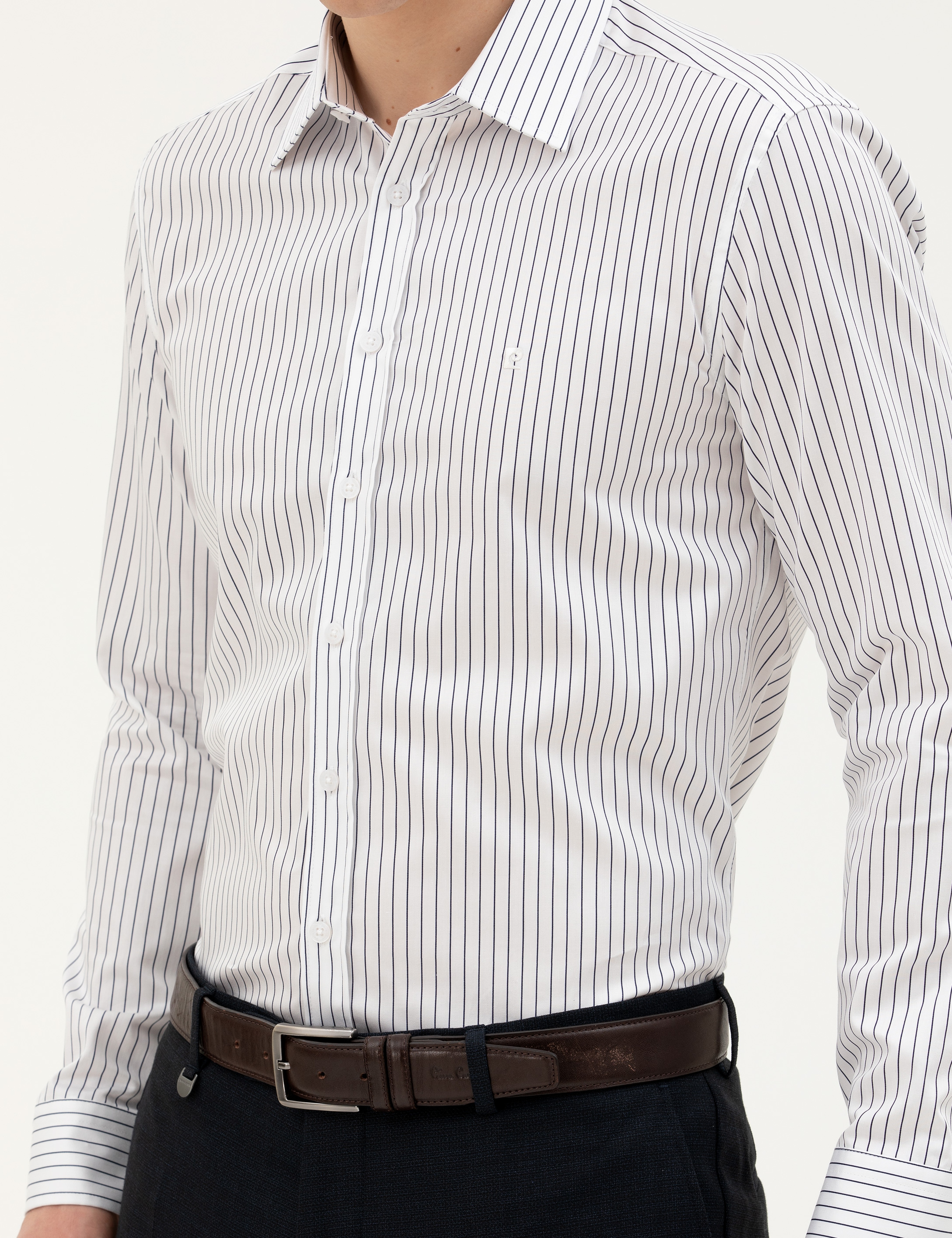 Lacivert Slim Fit Uzun Kollu Gömlek - Image 6