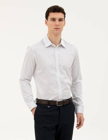 Lacivert Slim Fit Uzun Kollu Gömlek