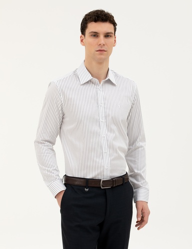 Lacivert Slim Fit Uzun Kollu Gömlek