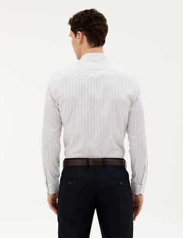 Lacivert Slim Fit Uzun Kollu Gömlek