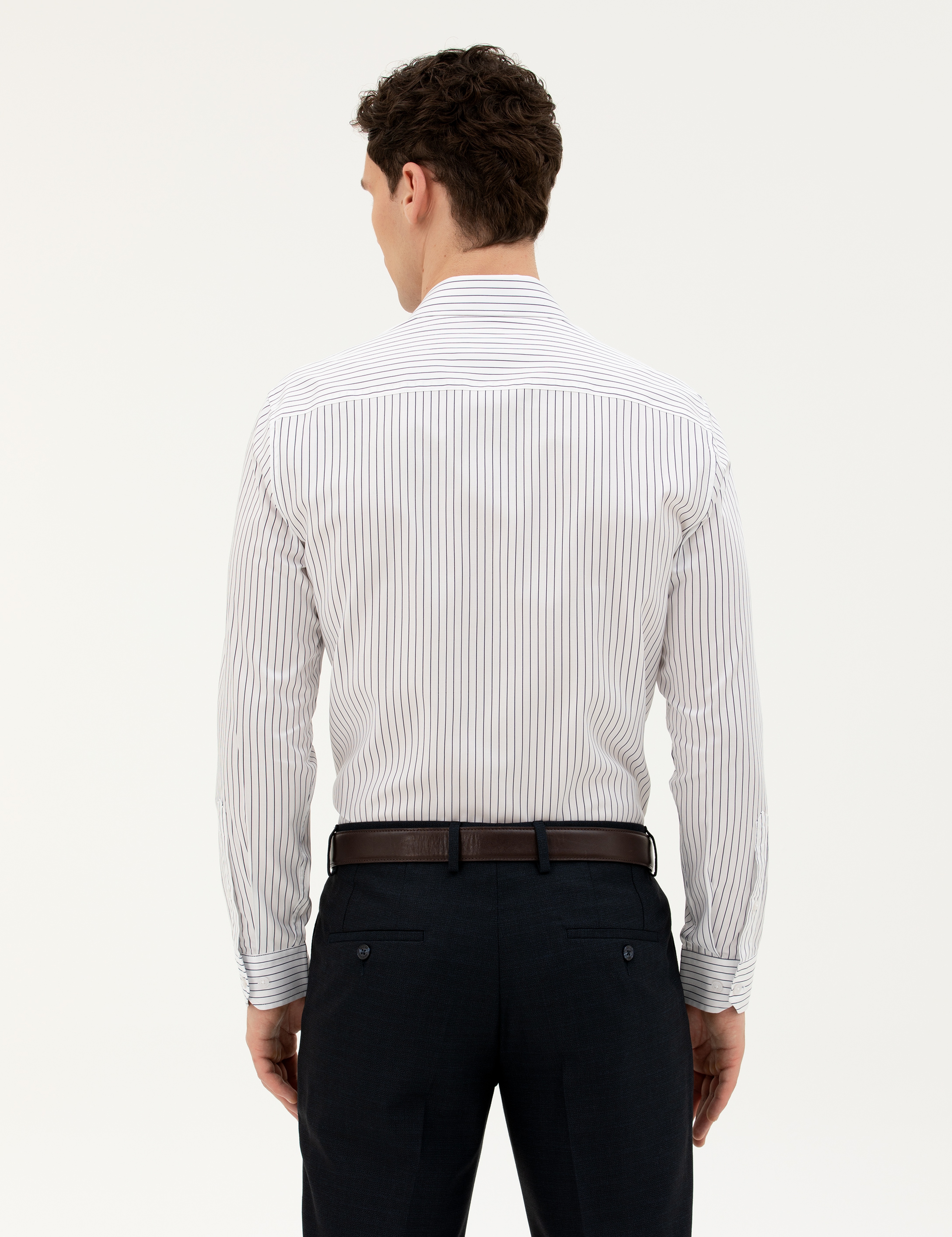 Lacivert Slim Fit Uzun Kollu Gömlek - Image 5