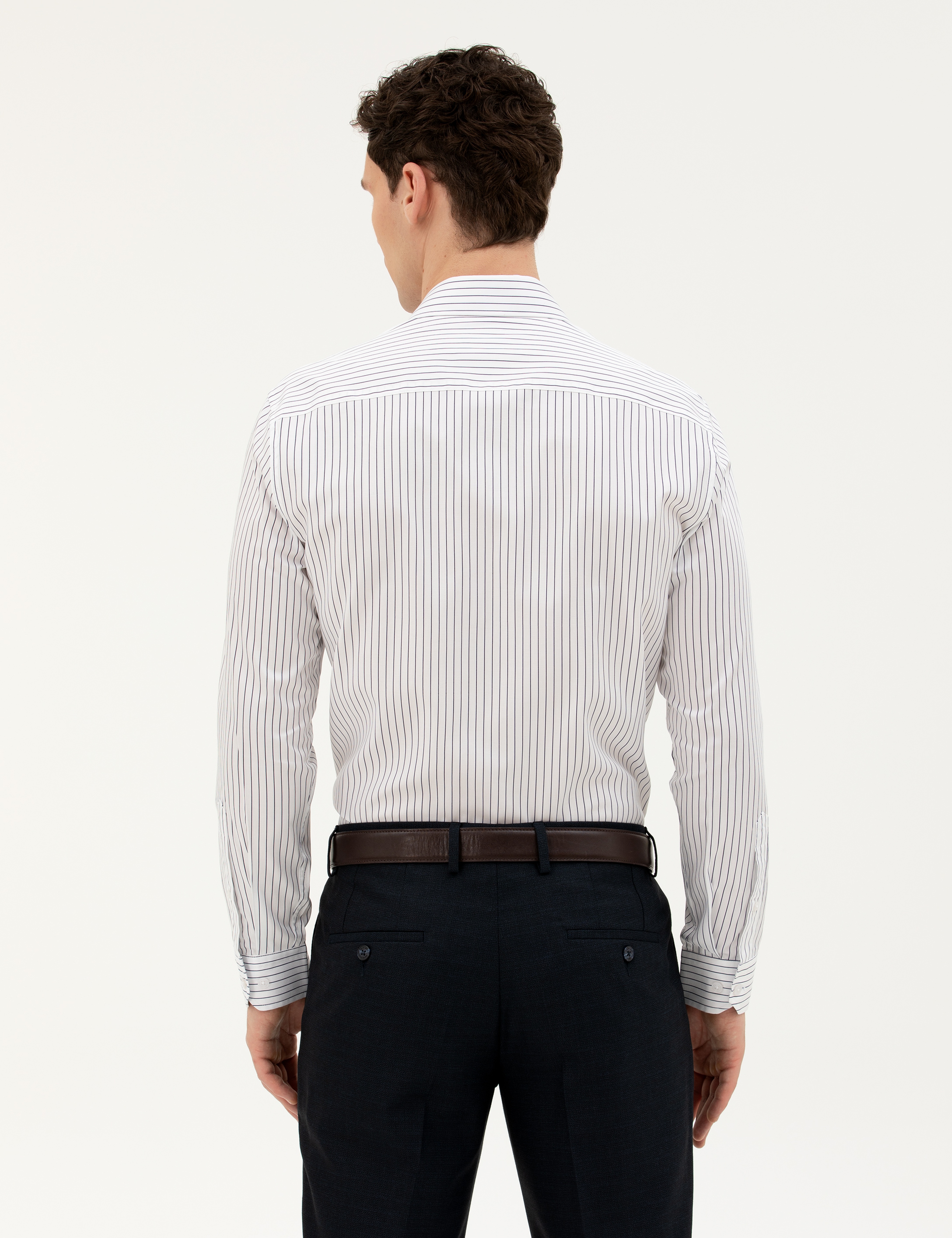 Lacivert Slim Fit Uzun Kollu Gömlek