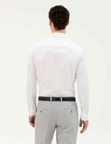 Beyaz Slim Fit Uzun Kollu Gömlek