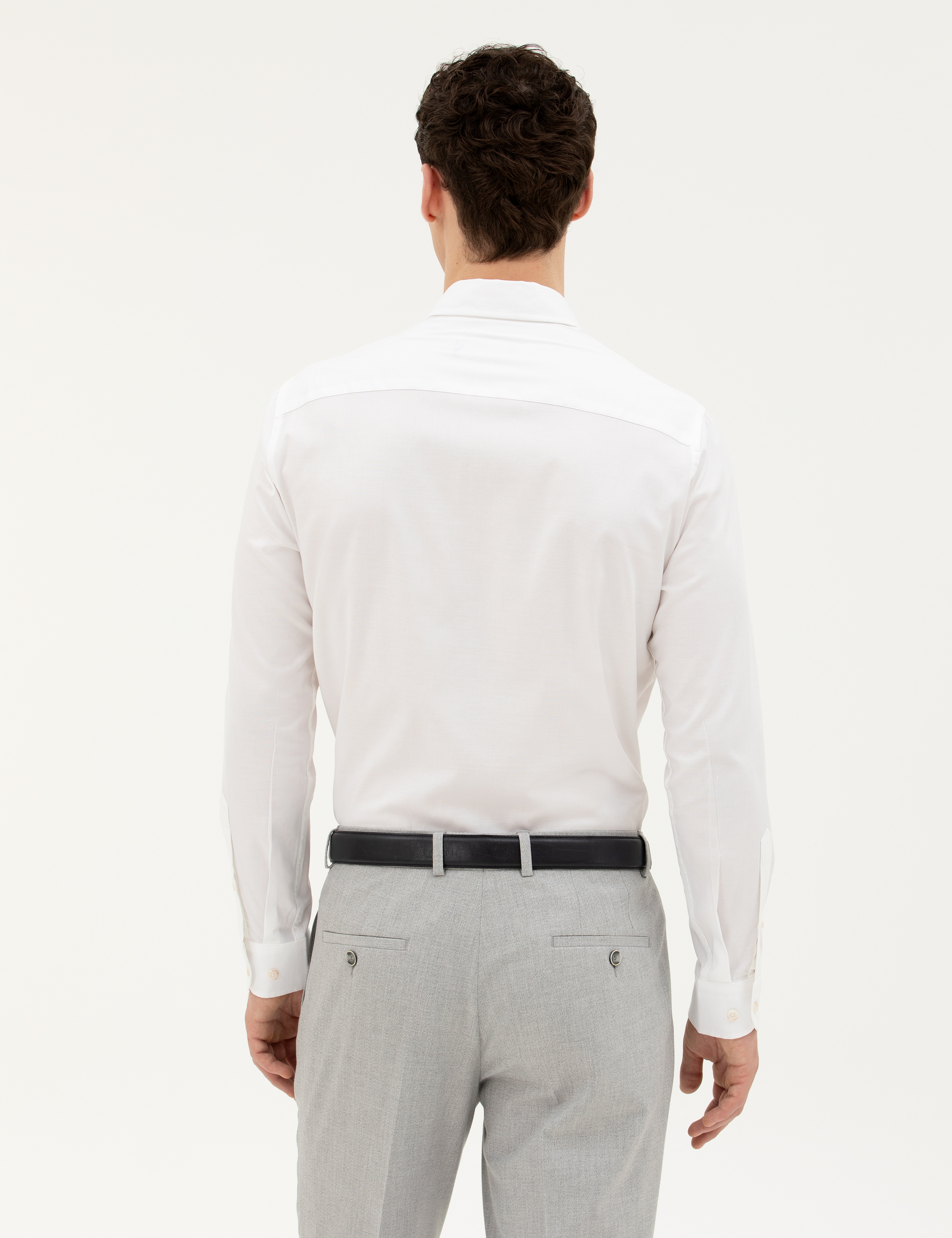 Beyaz Slim Fit Uzun Kollu Gömlek - Image 5