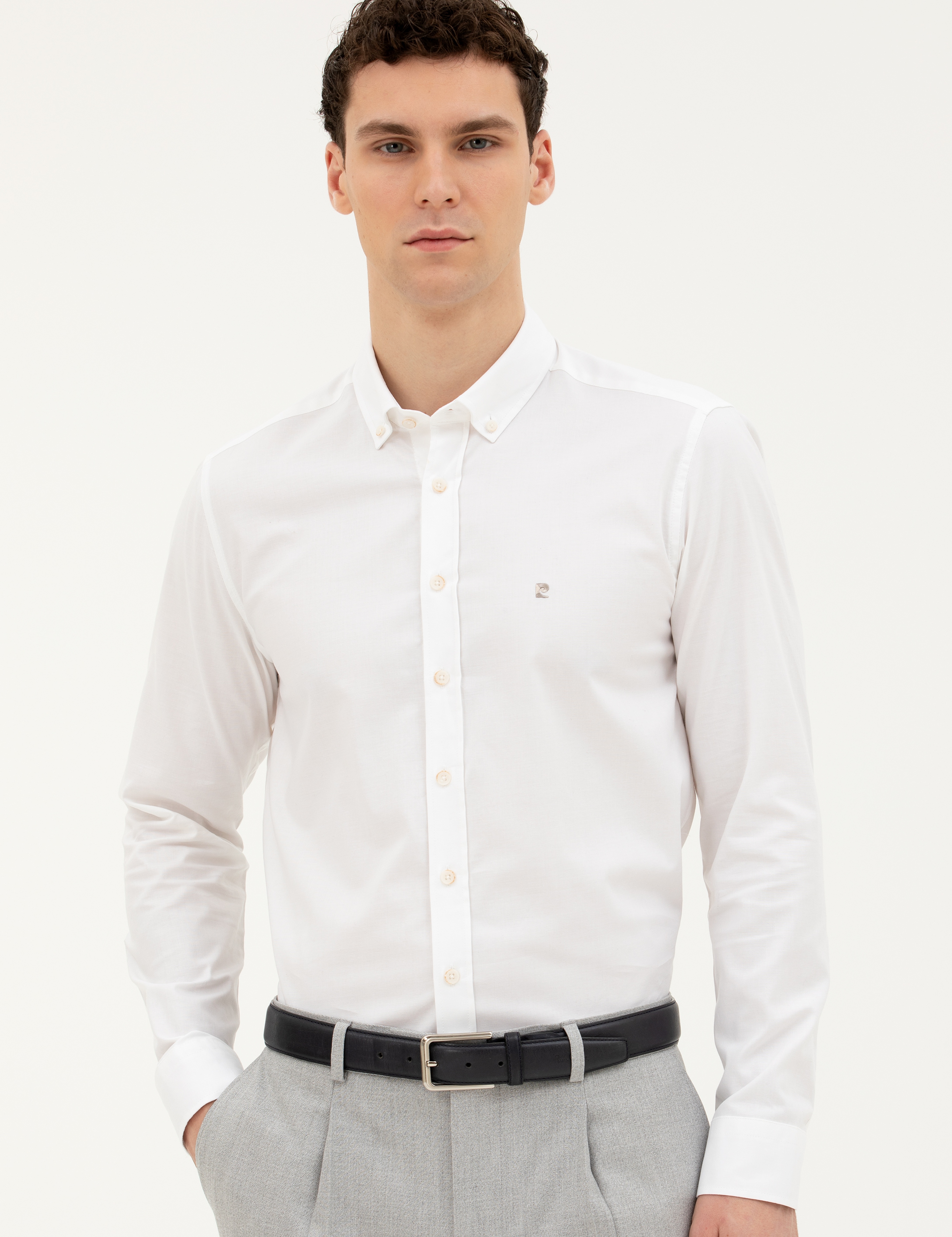 Beyaz Slim Fit Uzun Kollu Gömlek - Image 3