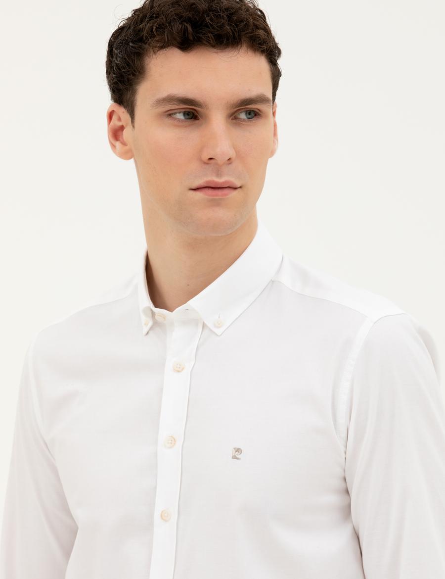Beyaz Slim Fit Uzun Kollu Gömlek