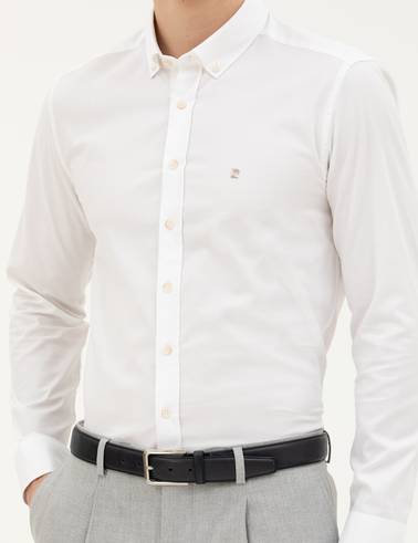 Beyaz Slim Fit Uzun Kollu Gömlek