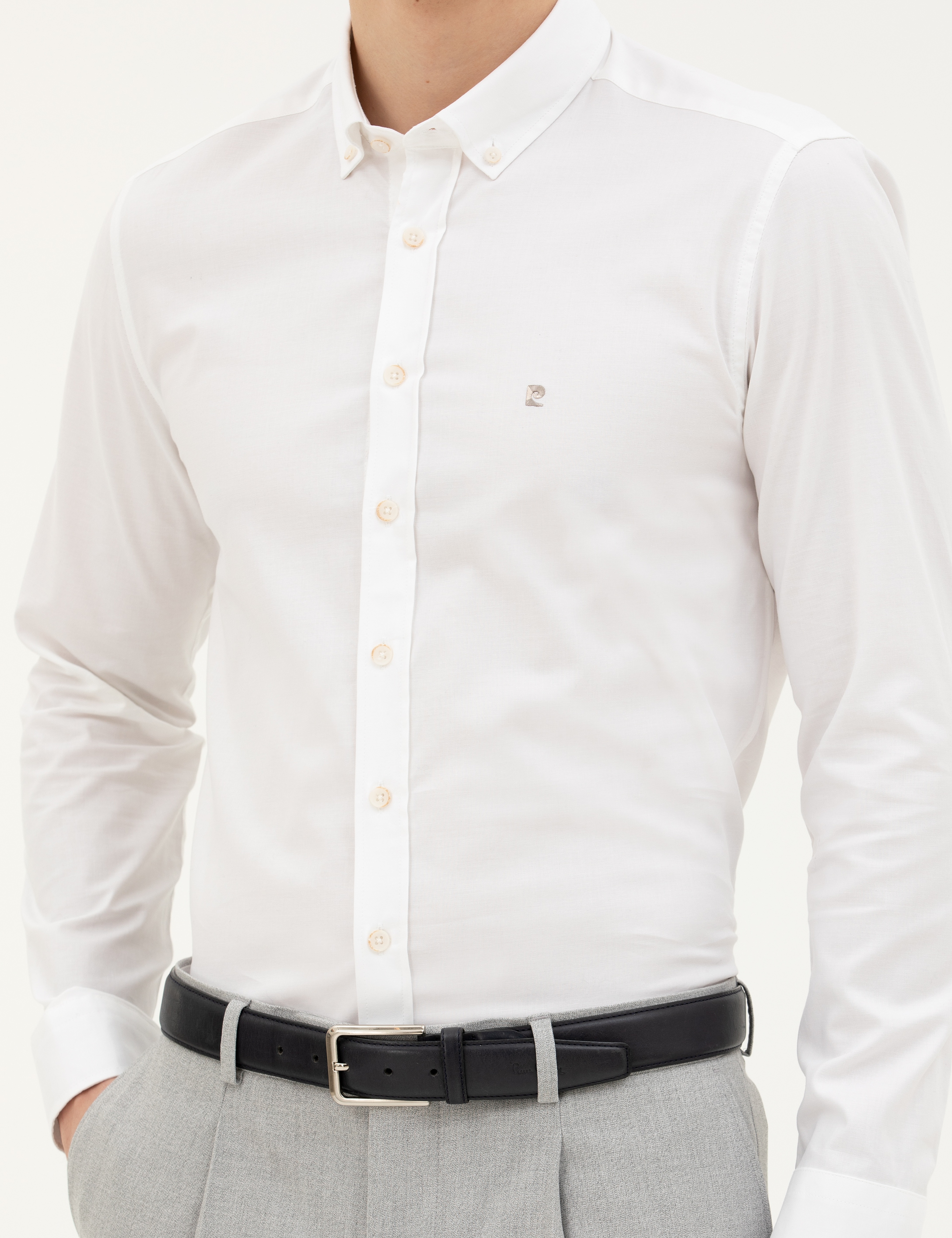 Beyaz Slim Fit Uzun Kollu Gömlek - Image 6