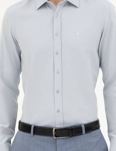 Gri Slim Fit Uzun Kollu Gömlek