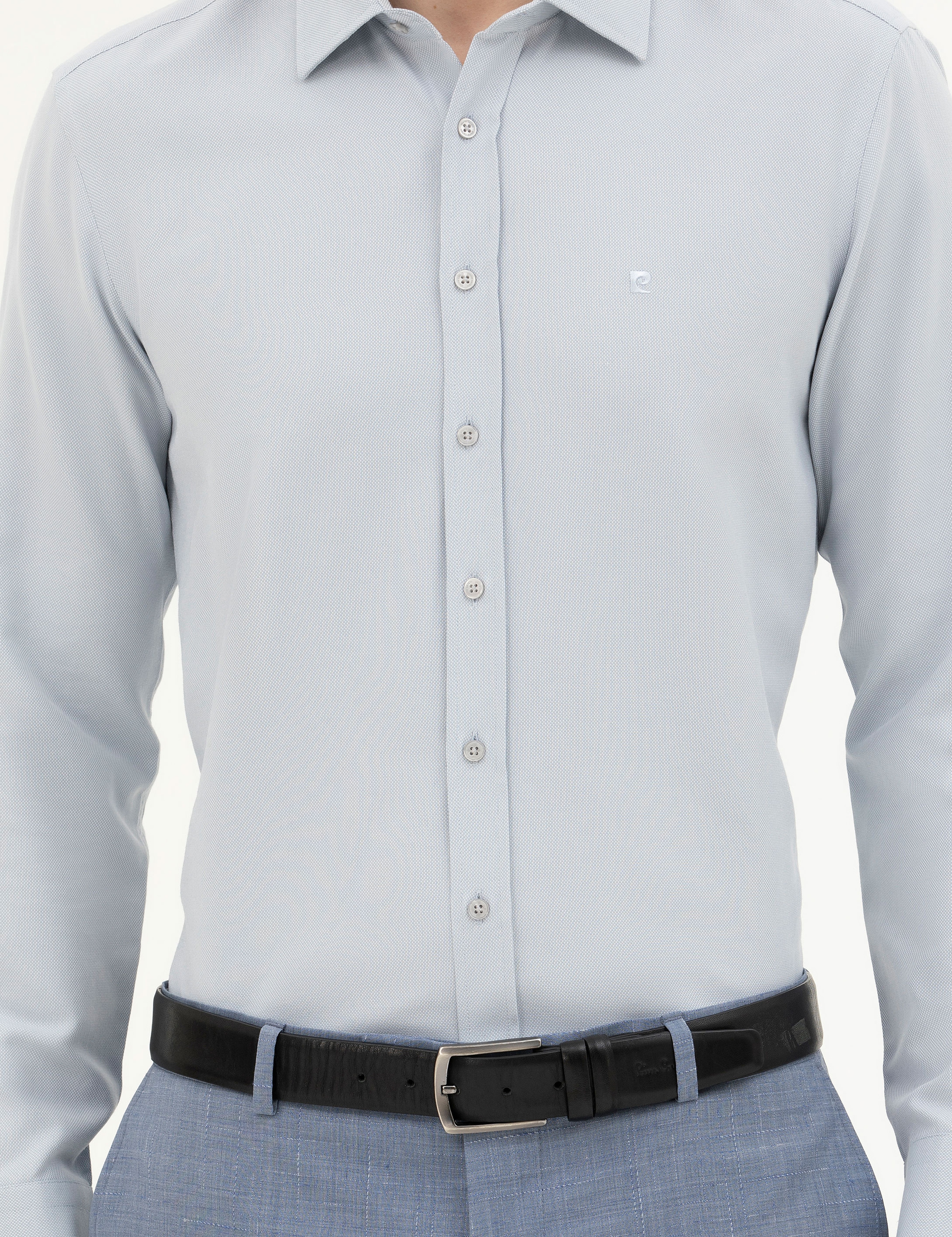 Gri Slim Fit Uzun Kollu Gömlek - Image 6