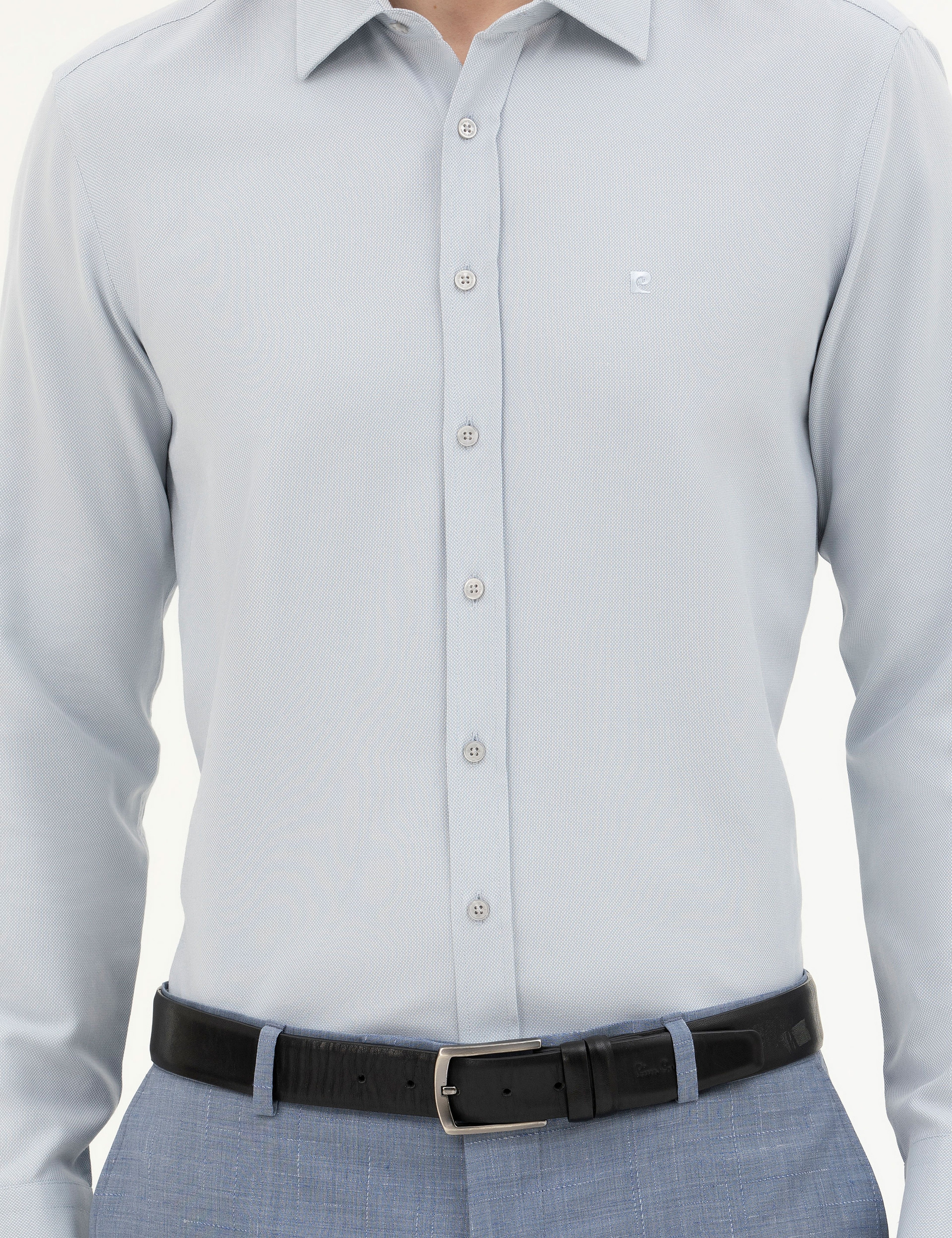 Gri Slim Fit Uzun Kollu Gömlek