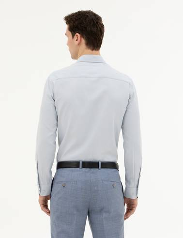 Gri Slim Fit Uzun Kollu Gömlek