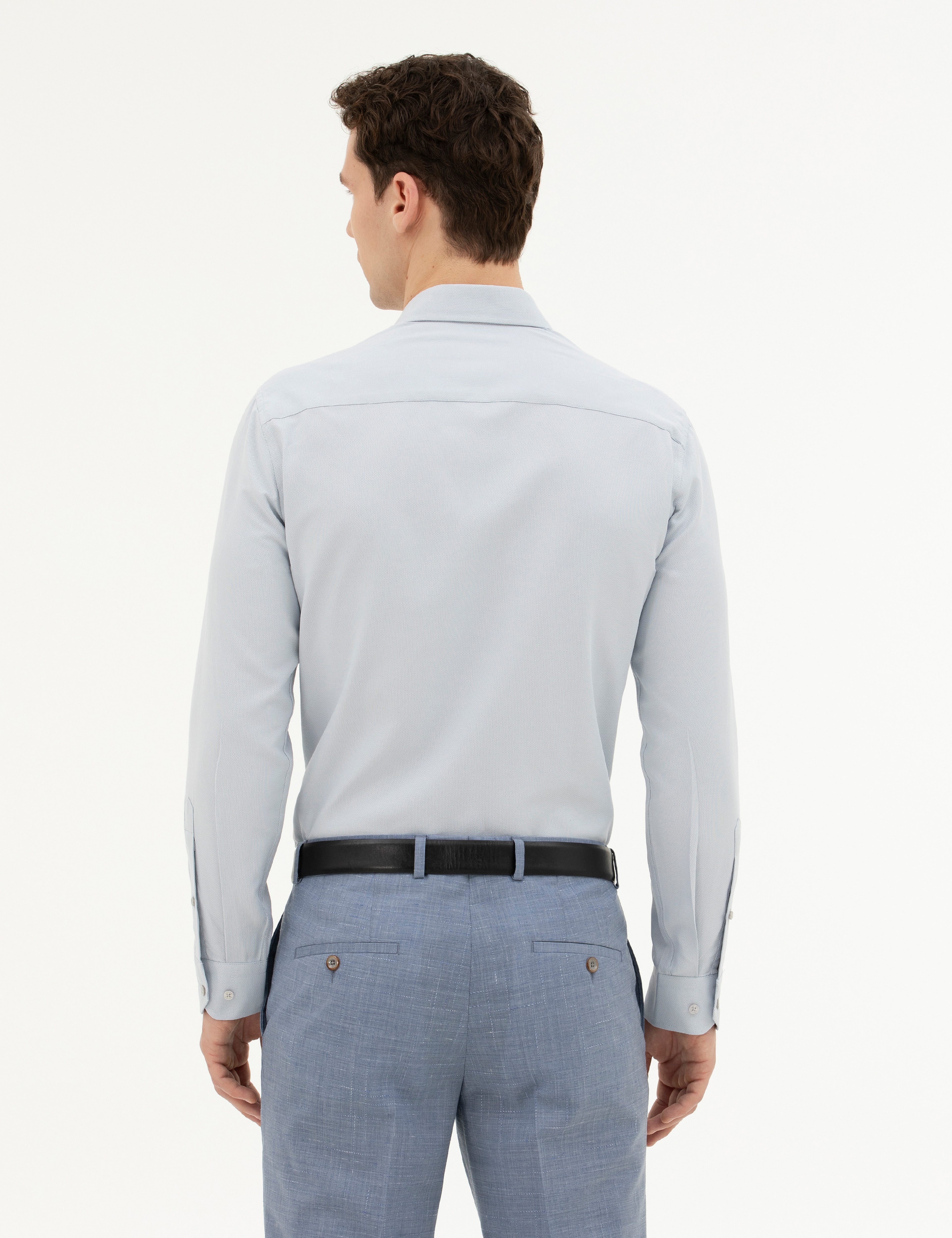 Gri Slim Fit Uzun Kollu Gömlek