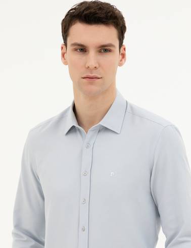 Gri Slim Fit Uzun Kollu Gömlek