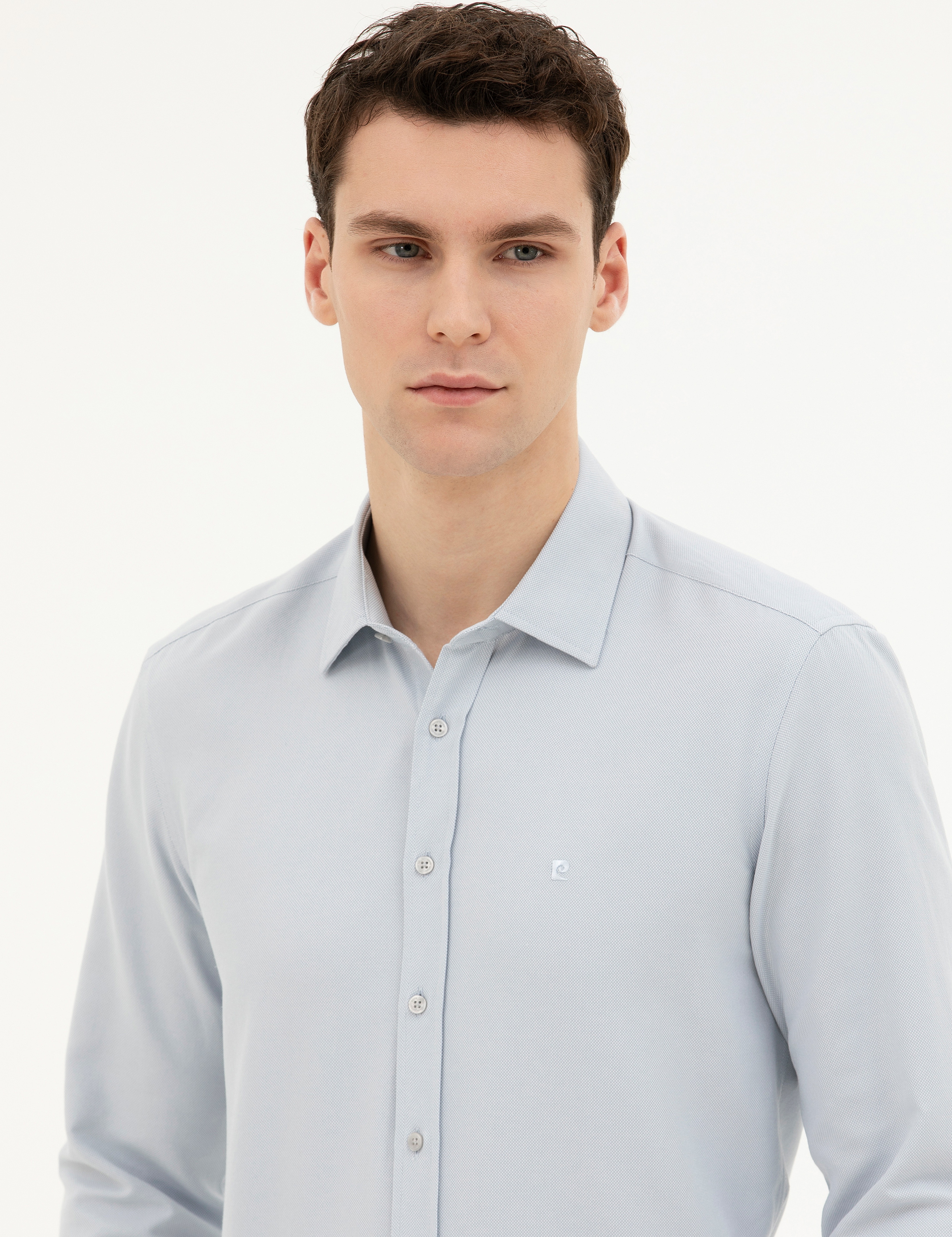 Gri Slim Fit Uzun Kollu Gömlek - Image 2