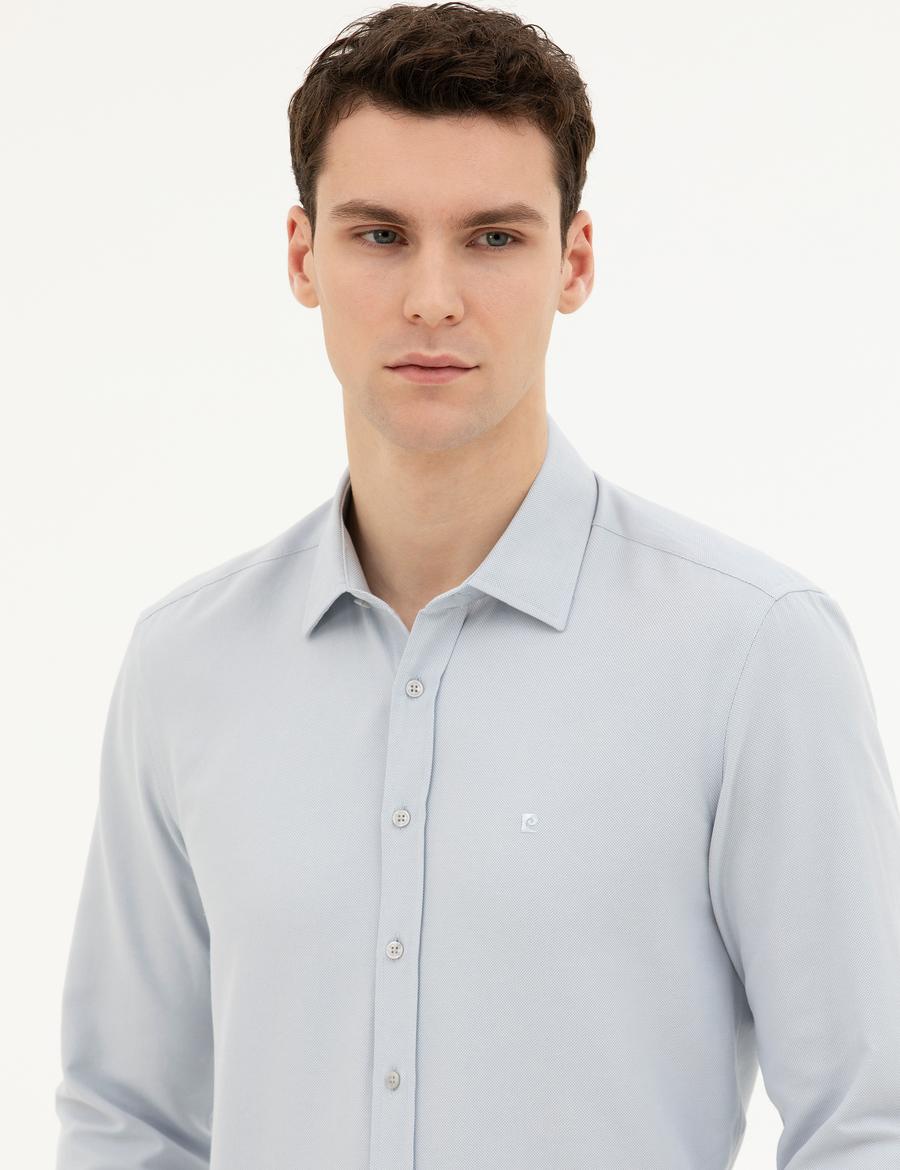 Gri Slim Fit Uzun Kollu Gömlek
