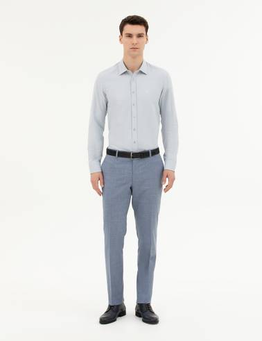 Gri Slim Fit Uzun Kollu Gömlek