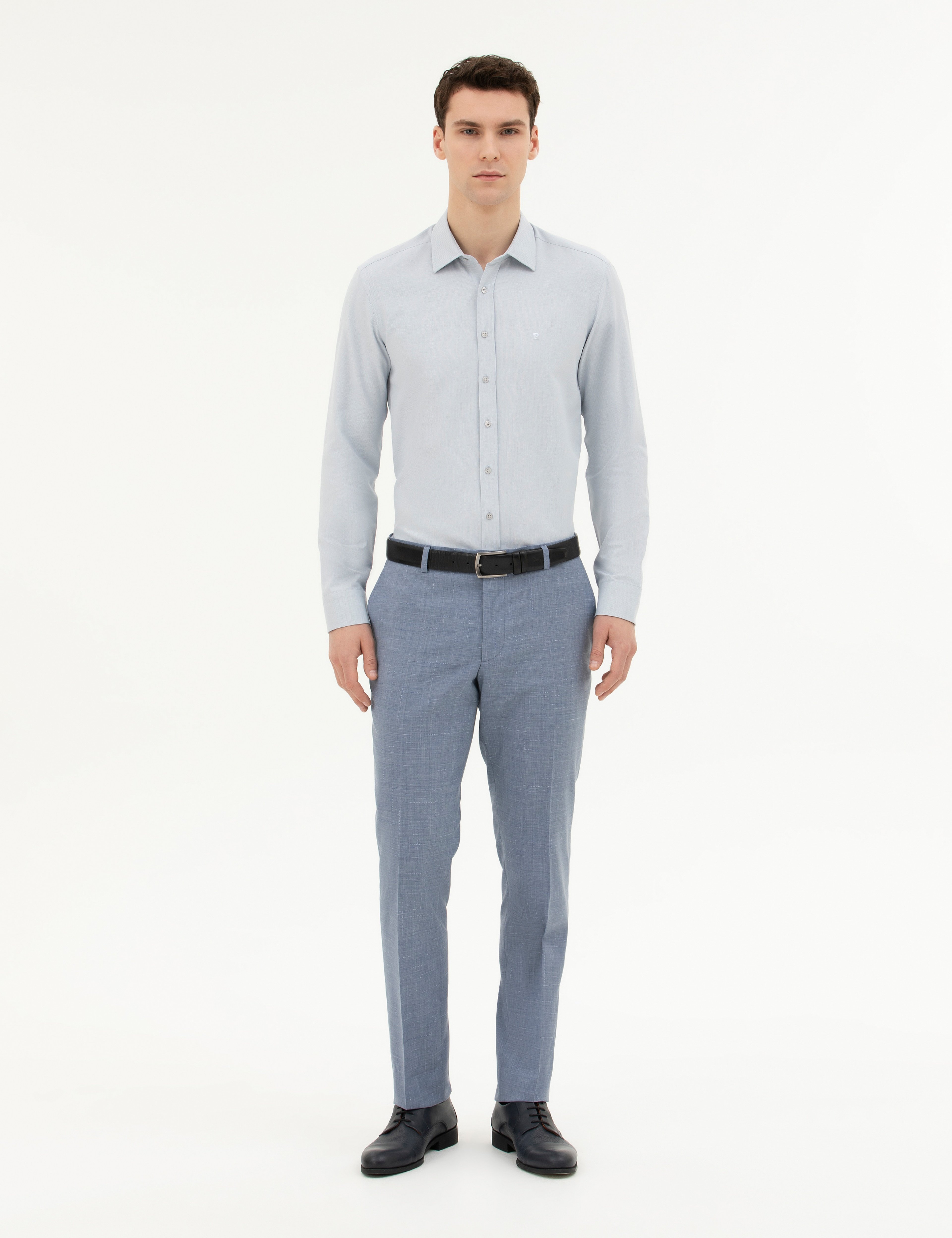 Gri Slim Fit Uzun Kollu Gömlek