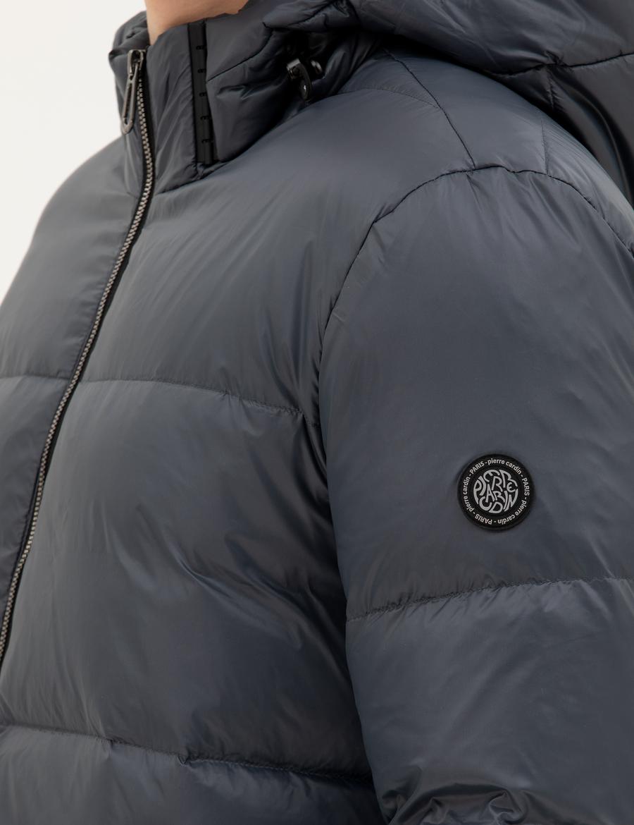 İndigo Kapüşonlu Şişme Mont