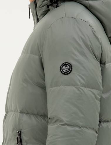 Gri Kapüşonlu Şişme Mont
