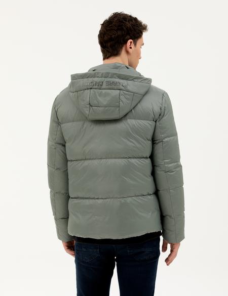 Gri Kapüşonlu Şişme Mont - 50272957072