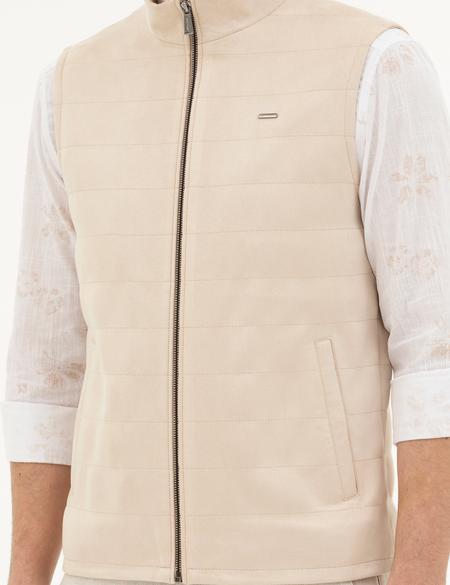 Bej Suni Deri Yelek - 50291003007