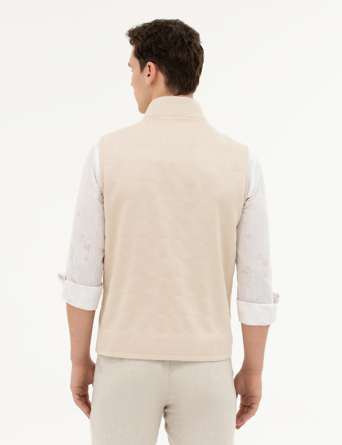 Bej Suni Deri Yelek - 50291003007