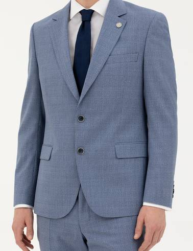 Koyu Mavi Slim Fit Yün Takım Elbise